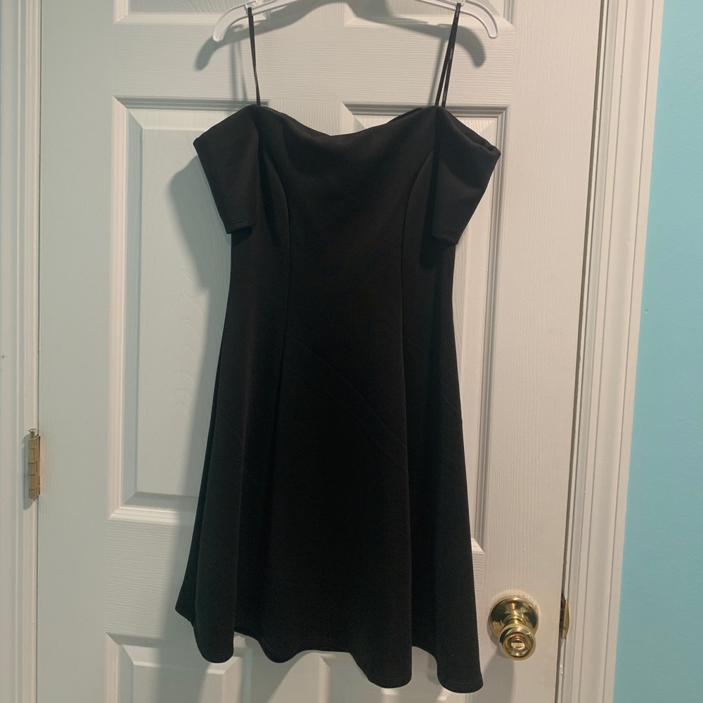 black off the shoulder skater dress